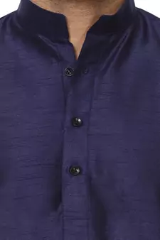 Blue Plain Raw Silk Kurta Pajama