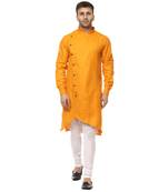 Yellow plain cotton men kurtas