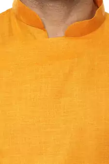 Yellow plain cotton men kurtas