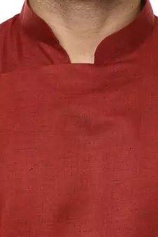 Maroon Plain Cotton Men Kurtas