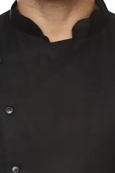 Black Plain Cotton Men Kurtas