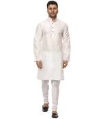 White Plain Raw Silk Kurta Pajama