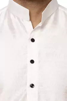 White Plain Raw Silk Kurta Pajama