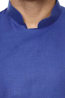 Blue Plain Cotton Men Kurtas