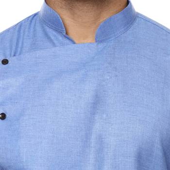 Blue Plain Cotton Men Kurtas 5