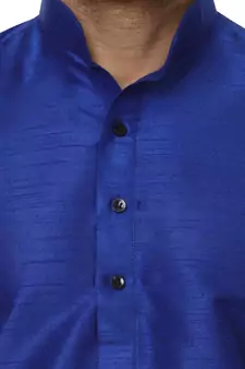 Blue Plain Raw Silk Kurta Pajama