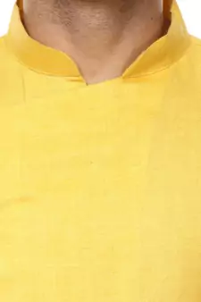 Yellow Plain Cotton Men Kurtas