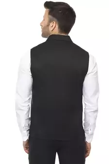 Black Plain Cotton Poly Nehru Jacket