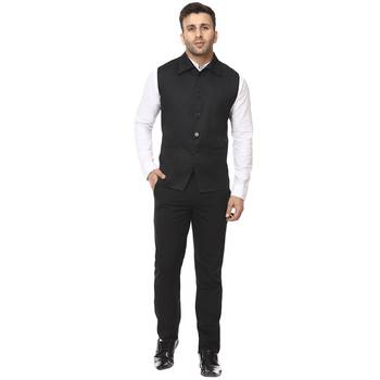 Black Plain Cotton Poly Nehru Jacket 5