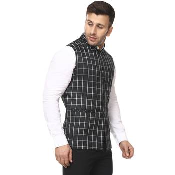 Black Plain Cotton Poly Nehru Jacket 3