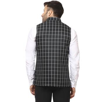 Black Plain Cotton Poly Nehru Jacket 4