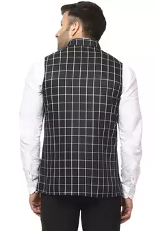 Black Plain Cotton Poly Nehru Jacket