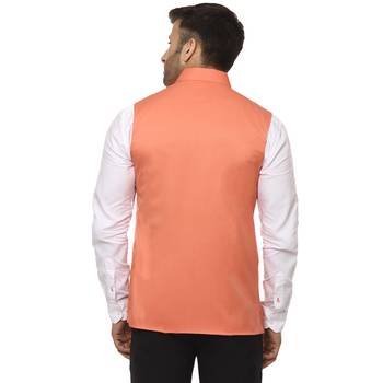 Pink Plain Cotton Poly Nehru Jacket 4