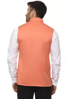 Pink Plain Cotton Poly Nehru Jacket