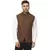 Brown Plain Cotton Poly Nehru Jacket
