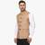 Beige Plain Jute Cotton Nehru Jacket
