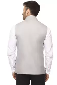 Grey Plain Cotton Poly Nehru Jacket