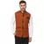 Brown Plain Cotton Poly Nehru Jacket