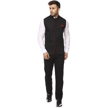 Black Plain Cotton Poly Nehru Jacket 5