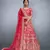 Pink Embroidered Art Silk Unstitched Lehenga