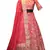 Pink Embroidered Art Silk Unstitched Lehenga