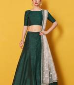 Green Zari Embroidered Art Silk Lehenga Choli For Bride