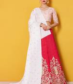 Delightfully Pink Embroidered Art Silk Semi Stitched wedding Lehenga