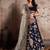 Navy Blue Velvet Stone Work Embroidered Traditional Lehenga Choli with Net Dupatta