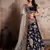 Navy Blue Velvet Stone Work Embroidered Traditional Lehenga Choli with Net Dupatta