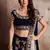 Navy Blue Velvet Stone Work Embroidered Traditional Lehenga Choli with Net Dupatta