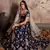 Navy Blue Velvet Stone Work Embroidered Traditional Lehenga Choli with Net Dupatta