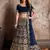 Navy Blue Lehenga Choli with Sequins Work and Net Dupatta - Semi-Stitched