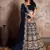 Navy Blue Lehenga Choli with Sequins Work and Net Dupatta - Semi-Stitched