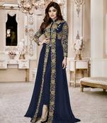 Blue embroidered faux georgette Anarkali 