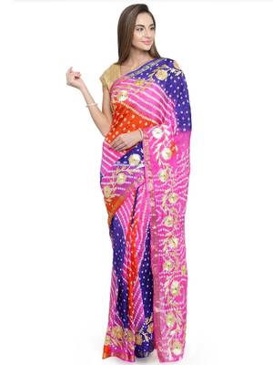 Blue woven silk saree with blouse 1