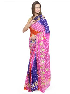 Blue woven silk saree with blouse 2