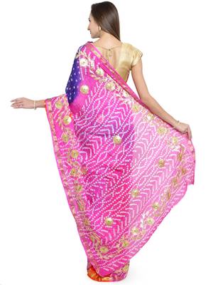 Blue woven silk saree with blouse 3
