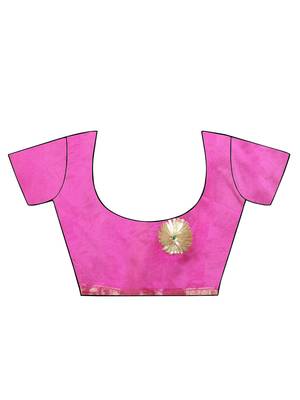 Blue woven silk saree with blouse 5