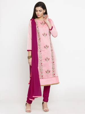 Light-pink embroidered chanderi salwar 1