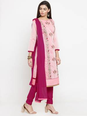 Light-pink embroidered chanderi salwar 3