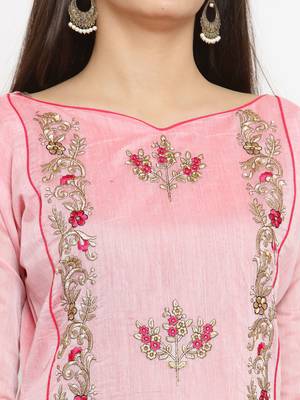 Light-pink embroidered chanderi salwar 4