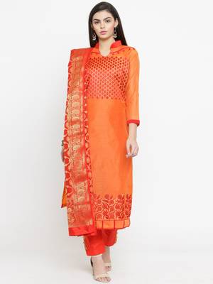 Orange embroidered chanderi salwar 1
