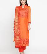 Orange embroidered chanderi salwar