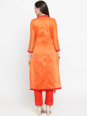Orange embroidered chanderi salwar 2