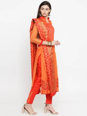 Orange embroidered chanderi salwar 3
