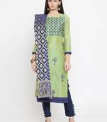Parrot-green embroidered chanderi salwar