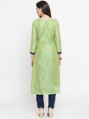 Parrot-green embroidered chanderi salwar 2