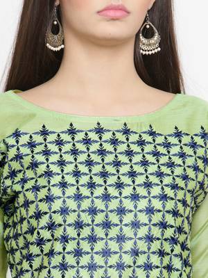 Parrot-green embroidered chanderi salwar 4