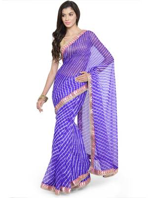 Blue woven faux georgette saree with blouse 1