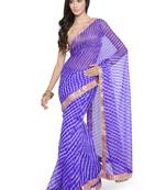 Blue woven faux georgette saree with blouse